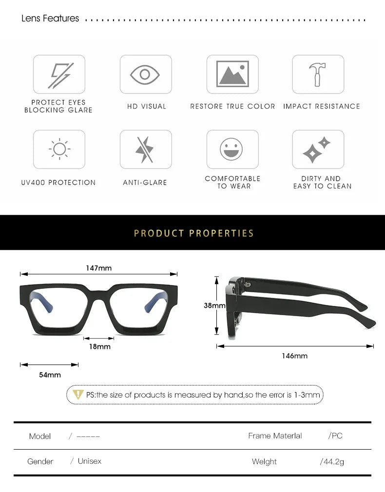Oversize Small Square Photochromic Reading Glasses